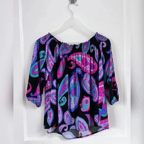 Tori Richard Multicolor Paisley Blouse LIKE NEW Size M - Picture 3 of 3